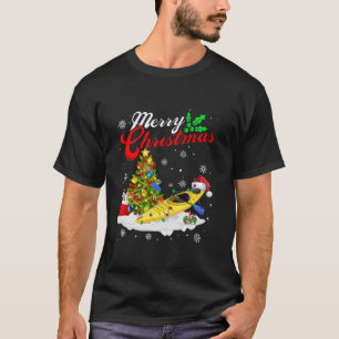 Camiseta Divertido Kayaking Lover Xmas iluminando Santa Kay