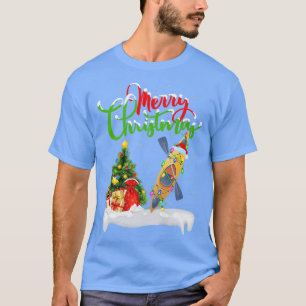 Camiseta Divertido Kayaking Lover Xmas iluminando Santa Kay
