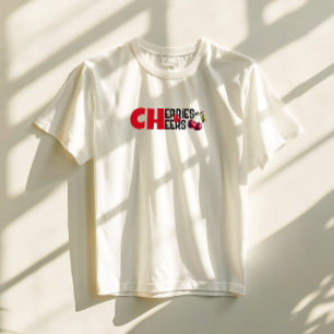 Camiseta Divertido lema blanco rojo de la vibra de cerezo m