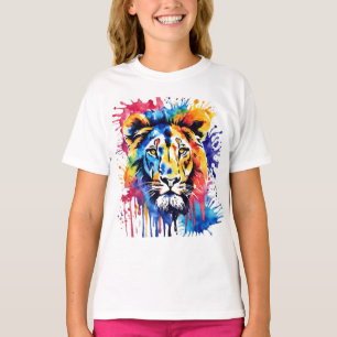Camiseta Divertido león colorido acuático