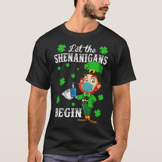 Camiseta Divertido Leprechaun con máscara - Green St Patric (Anverso)