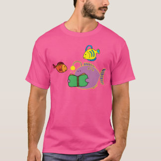 Camiseta Divertido libro de lectura de lanternfish lindo co