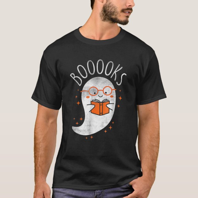 Camiseta Divertido libro fantasma leyendo escuela de profes (Anverso)