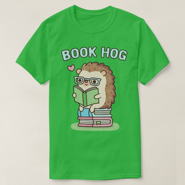 Camiseta Divertido libro Hog Pun Cute Hedgehog ama leer (Diseño del anverso)