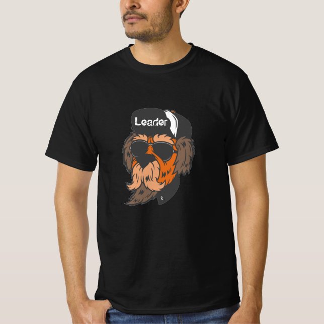 Camiseta Divertido líder de diseño adolescente negro (Anverso)