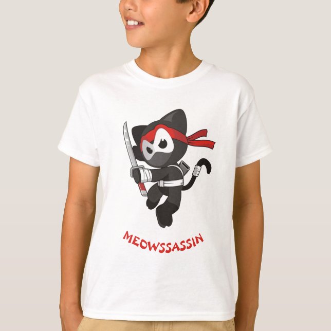 Camiseta Divertido lindo de Meowssassin del gato de Ninja