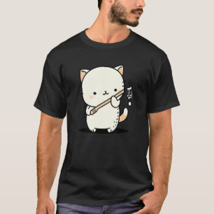 Camiseta Divertido, Lindo, Gato Tocando Flauta Músico