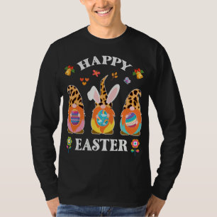 Camiseta Divertido lindo Tres Gnomes Bunny Holding Egg Happ