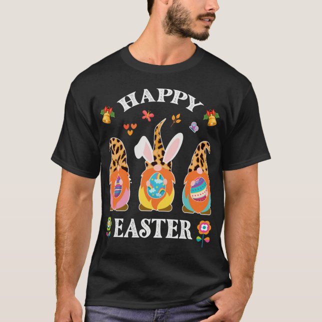 Camiseta Divertido lindo Tres Gnomes Bunny Holding Egg Happ (Anverso)