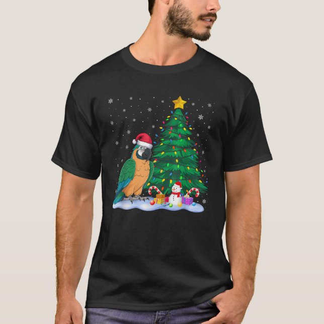 Camiseta Divertido loro árbol de navidad ilumina reno Gorra (Anverso)