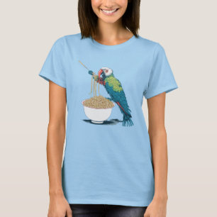 Camiseta Divertido loro comiendo fideos de Ramen