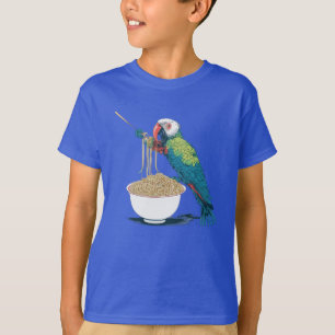 Camiseta Divertido loro comiendo fideos de Ramen