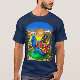 Camiseta Divertido Loro De Vacaciones En Playa Con Cóctel