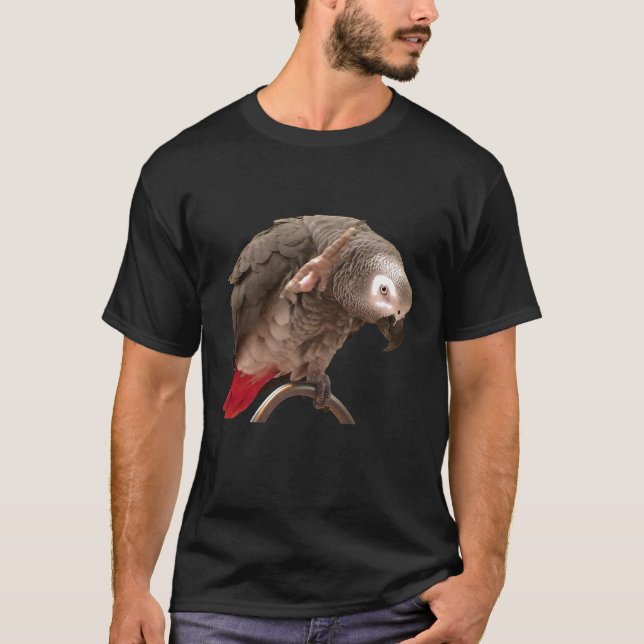 Camiseta Divertido loro gris africano ondeando (Anverso)