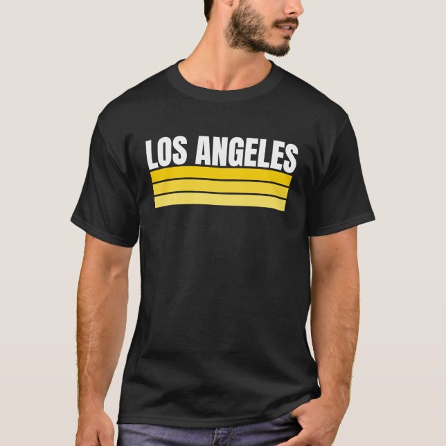 Camiseta Divertido Los Angeles Royal Blue Yellow Retro Stri (Anverso)