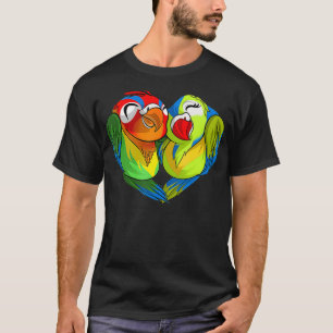 Camiseta Divertido Lovebirds Parrots Heart Cute Valentines