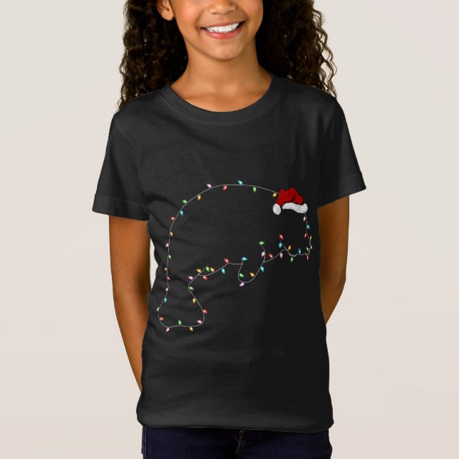 Camiseta Divertido Manatee Xmas iluminando Santa Hat Manate (Anverso)