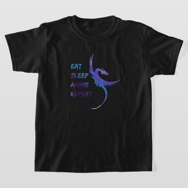 Camiseta Divertido Manga Eat Sleep Anime Repetir el Dragon  (Distribución)