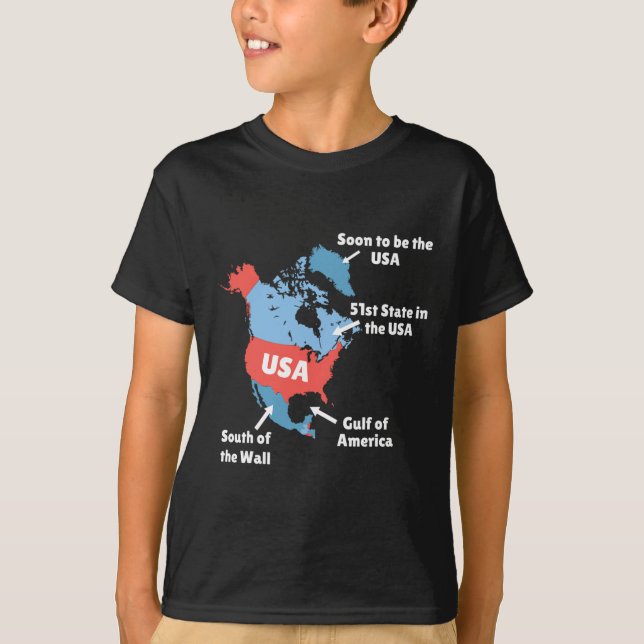 Camiseta Divertido Mapa De Trump En Ee. Uu. - Canadá (Anverso)