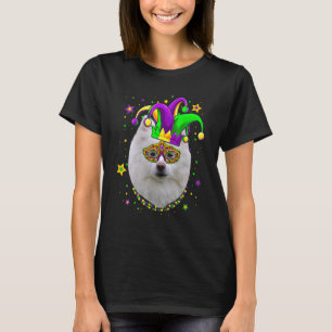 Camiseta Divertido Mardi Gras American Eskimo Dog Beads Más