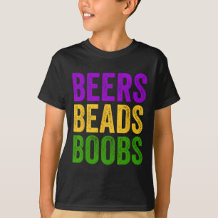 Camiseta Divertido Mardi Gras Beers Beads Breve Tee New Orl