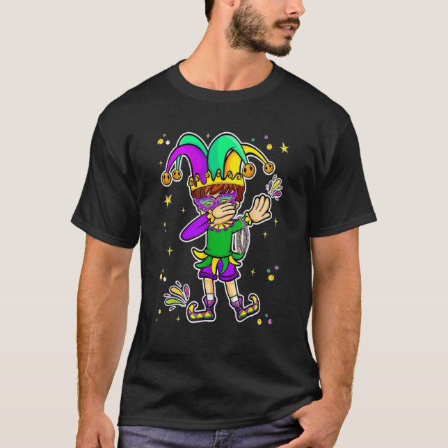 Camiseta Divertido Mardi Gras Dabbing Boy Carnaval de Nueva (Anverso)