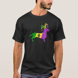 Camiseta Divertido Mardi Gras Dachshund Perro Mardi Gras Go