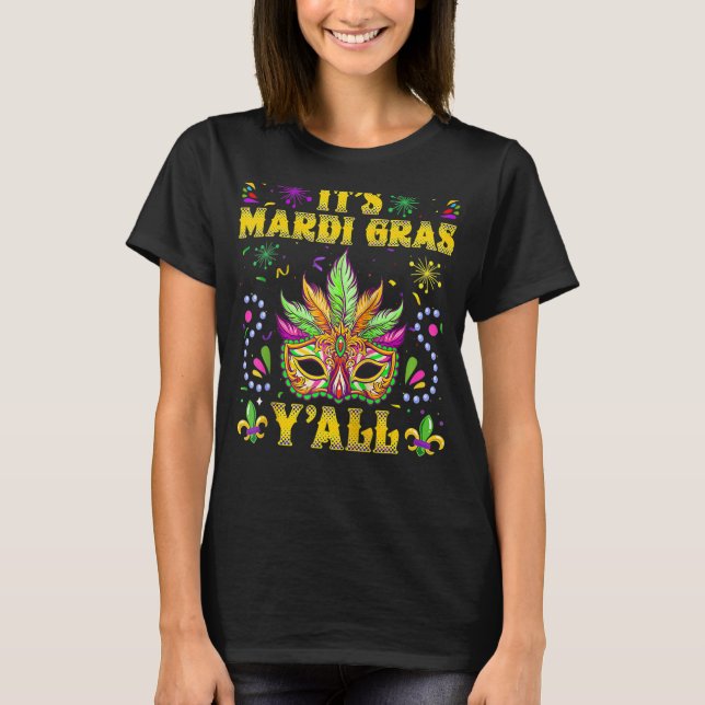 Camiseta Divertido Mardi Gras Máscara Su Mardi Gras Yall Mu (Anverso)