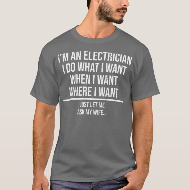 Camiseta Divertido marido de electricidad pregunta a mi esp (Anverso)