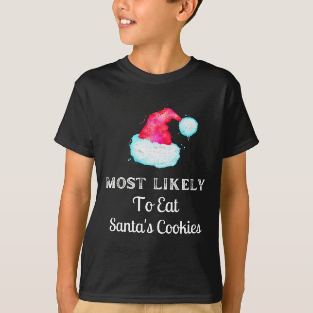 Camiseta Divertido más probable para las galletas de Santa (Anverso)