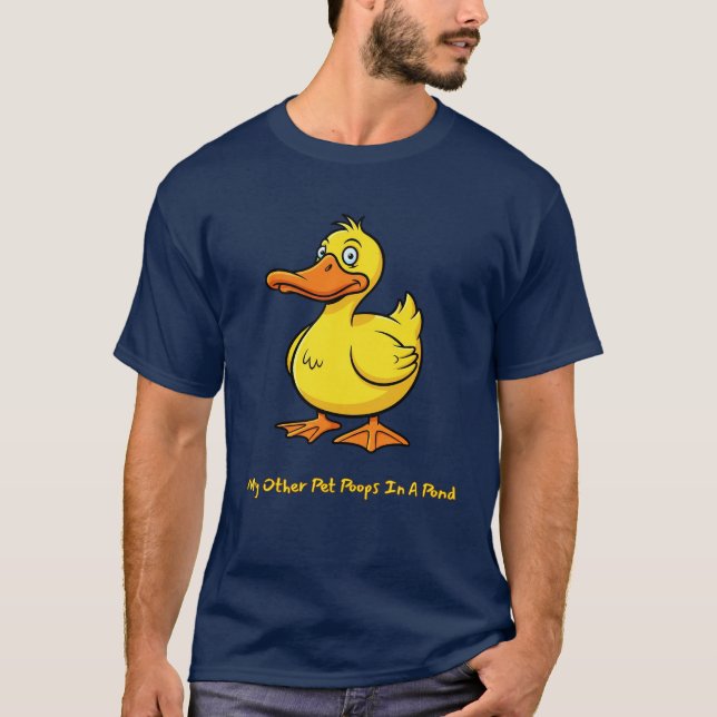 Camiseta Divertido Mascota De Pato 'Mi Otro Mascota Poops I (Anverso)