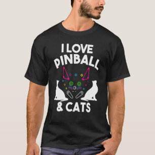 Camiseta Divertido Me Encanta Pinball & Gatos Máquina De Ar