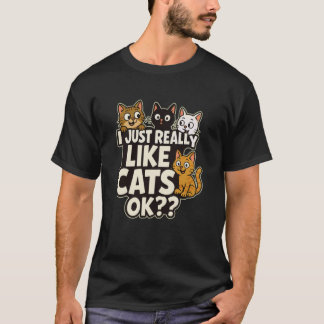Camiseta Divertido Me Encantan Los Gatos Ok - Amante De Los