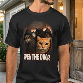 Camiseta Divertido meme felino humorístico "Abre la puerta"