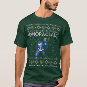 Camiseta Divertido Menorah Santa Claus Dabing Ugly Hanukkah