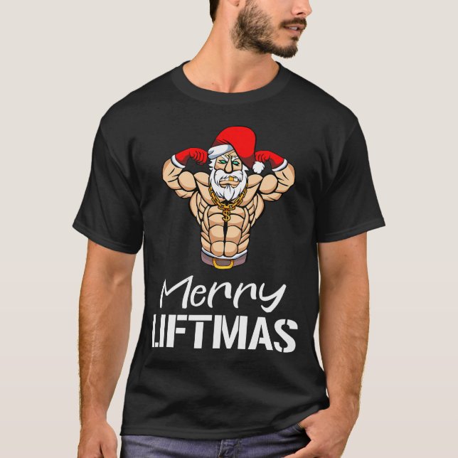 Camiseta Divertido Merry Liftmas Gym Fitness Navidades Homb (Anverso)