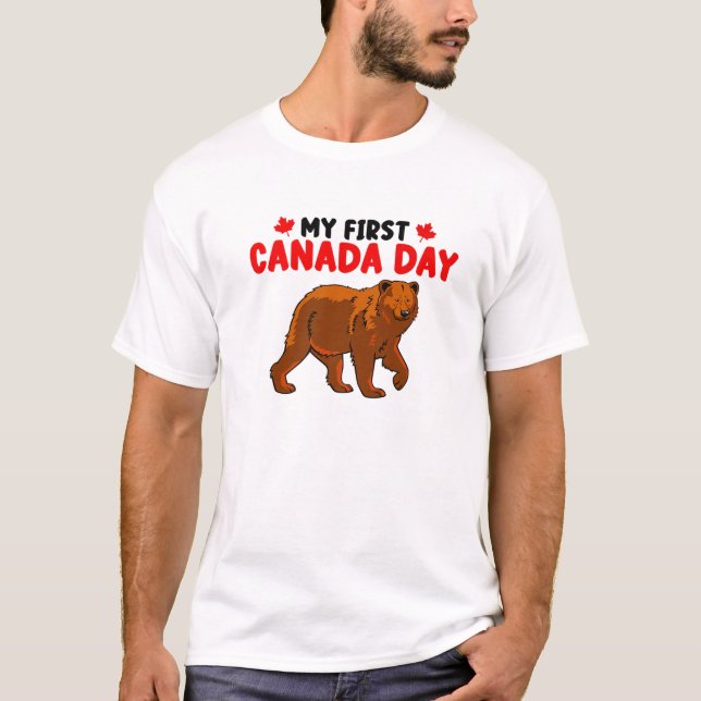 Camiseta Divertido Mi Primer Oso Del Día De Canadá Con Canc (Anverso)