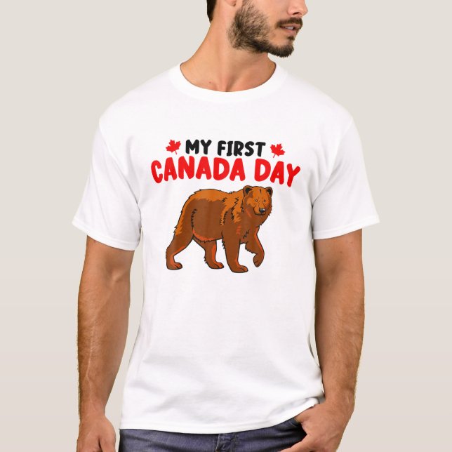 Camiseta Divertido Mi Primer Oso Del Día De Canadá Con Canc (Anverso)