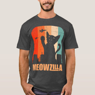 Camiseta Divertido Miowzilla Gato Lindo Destruyendo Ciudad