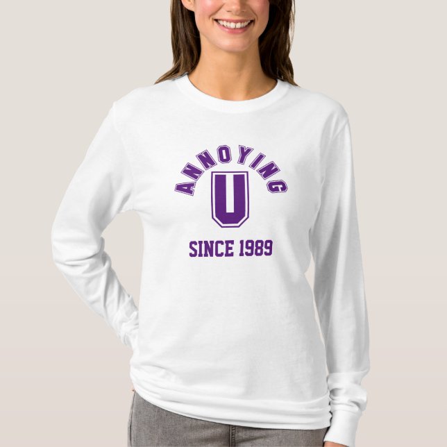 Camiseta Divertido molesto, damas sudaderas, morado (Anverso)