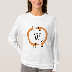 Camiseta Divertido Monograma de perros Dachshund Sausage