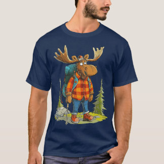 Camiseta Divertido Moose Camping Senderismo