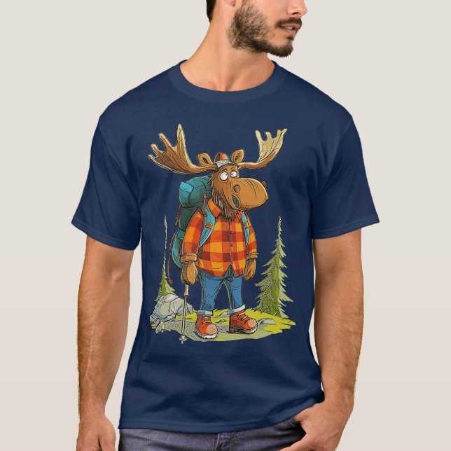 Camiseta Divertido Moose Camping Senderismo (Anverso)