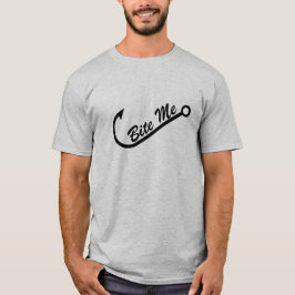 Camiseta Divertido "muérdame" con un gancho de pescados