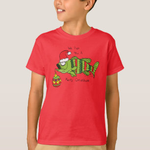 Camiseta Divertido Navidad Personalizado de pescado crudo