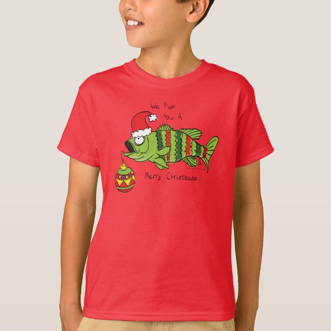 Camiseta Divertido Navidad Personalizado de pescado crudo (Anverso)