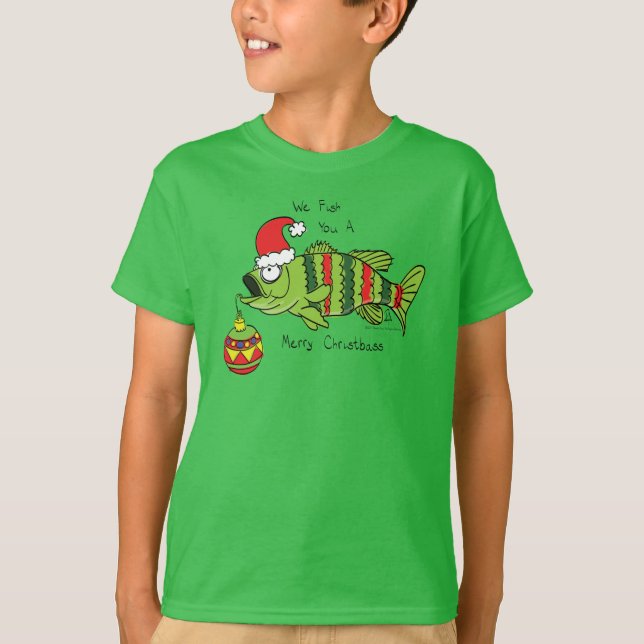 Camiseta Divertido Navidad Personalizado de pescado crudo (Anverso)