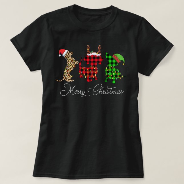 Camiseta Divertido Navidades de perro de Dachshund leopardo (Diseño del anverso)