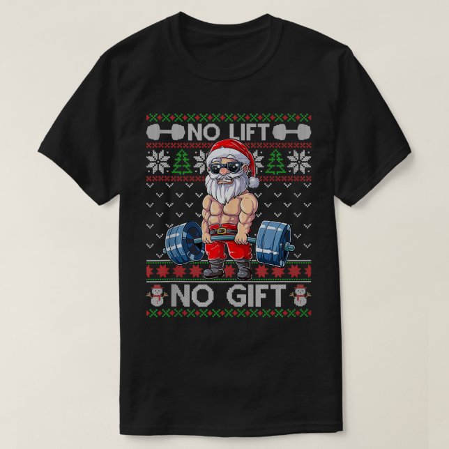 Camiseta Divertido Navidades del Muslo Santa Levantando Fea (Diseño del anverso)