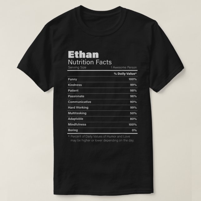 Camiseta Divertido nombre personalizado de nutrición de Eth (Diseño del anverso)